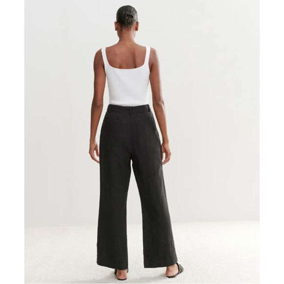 Jenni Kayne Linen Kyle Trousers Black Relaxed Fit Wide Leg Pants 8 - Picture 5 of 11